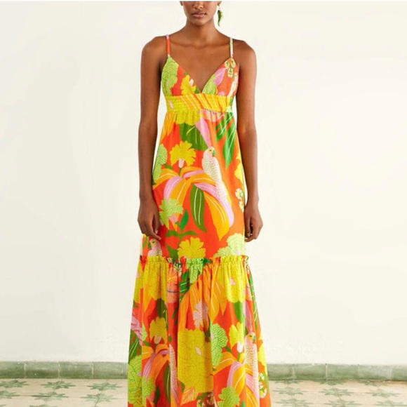 FARM Rio Dresses & Skirts - Brand New W/O Tag
FARM Rio Floral Maxi Dress 
Size- XL
Color-Yellow/Orange/Green